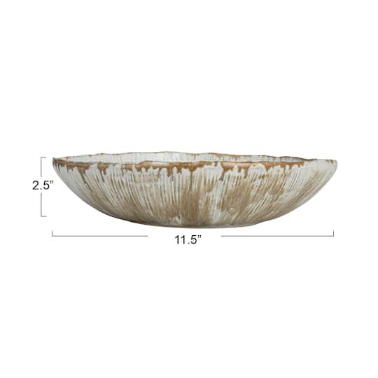 Hello Honey® 11.5" Green & White Stoneware Bowl with Reactive Crackle Glaze